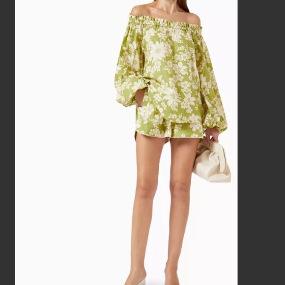 NWT Alemais Green Floral Leisa Shorts Size 2 MSRP $225 Elastic Drawstrin… - Picture 7 of 13